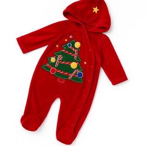Little Me Baby Christmas Tree Footie Pajamas – Size 9 Months